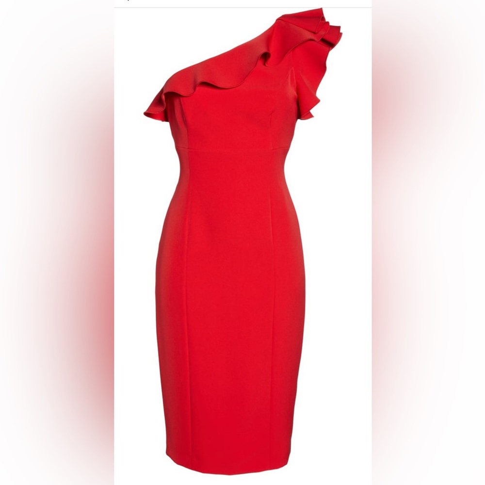 Eliza J | Ruffle One Shoulder Cocktail | Color: Red | Size: 4